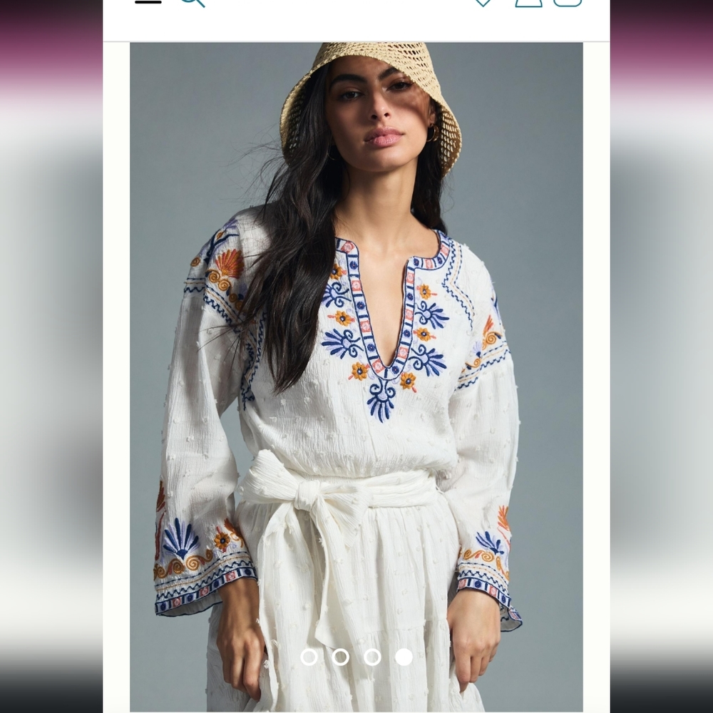 Anthropologie V- Neck Embroidered Dress - Picture 9 of 16